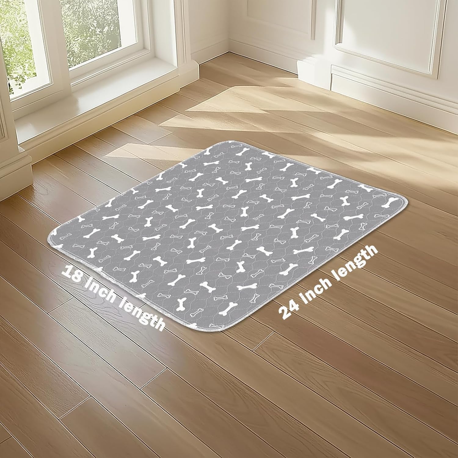Washable Pee Pads for Dogs, 2Pack Reusable Puppy Pads, Fast Absorbent Dog Pee Pads for Crate Pet Training Pads, Waterproof Whelping Pads for Dogs Bed Mat Crate Indoor (Grey, 18X24)